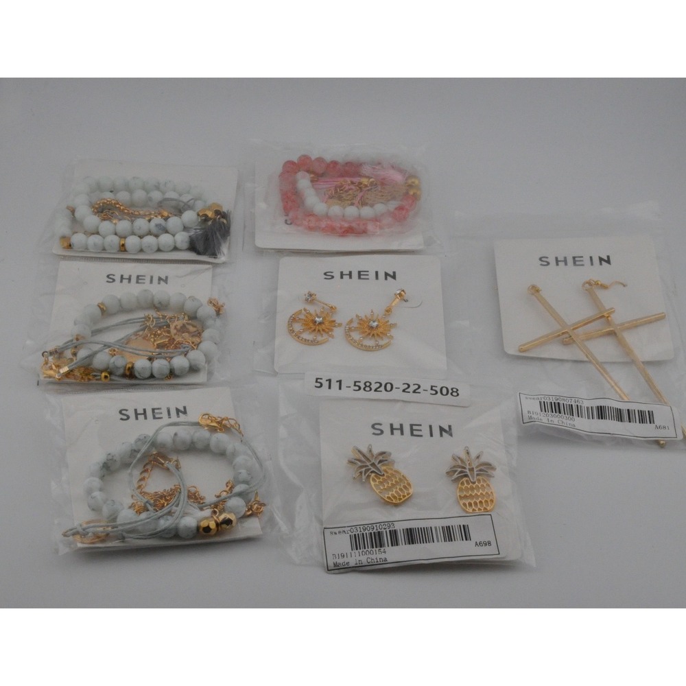 SHEIN Jewelry Lot NEW 7pc Beaded Bracelet Earring Cross Pineapple